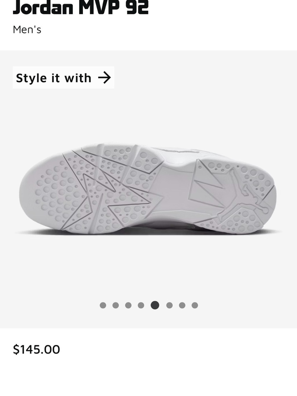 Jordan MVP 92 Men's White Low-Top Sneakers - Picture 5 of 9